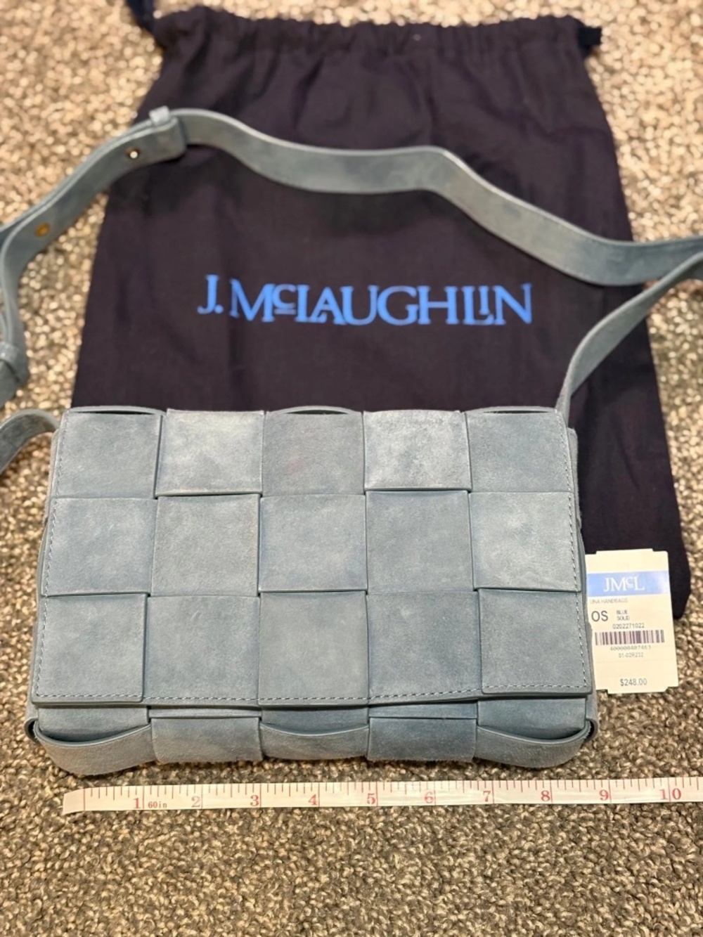 J.McLaughlin Una Woven Suede Crossbody Bag, "Blue Suede"